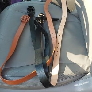 3 belts. Solid Black. Solid Cognac. Black with Gold